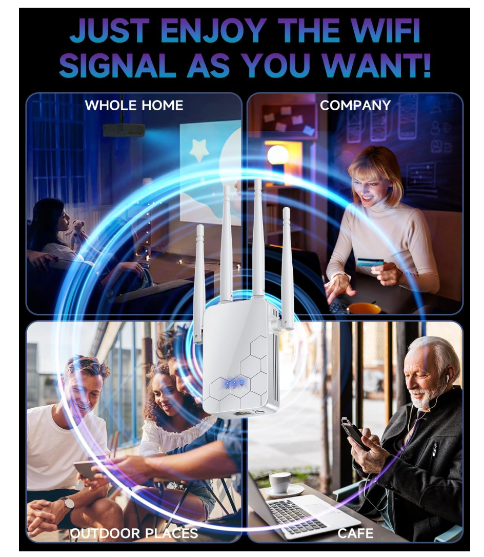 Amplificador de Internet Extensor WiFi 2026, repetidor de largo alcance de 10000 pies cuadrados, amplificador de enrutadores inalámbricos, Wi-Fi de malla 80% más rápido, más amplio que nunca, admite